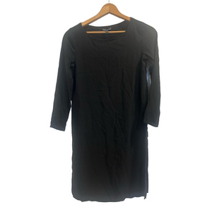 Eileen Fisher Black Silk Tunic XXS Long Sleeve Top with Side Slit Draped